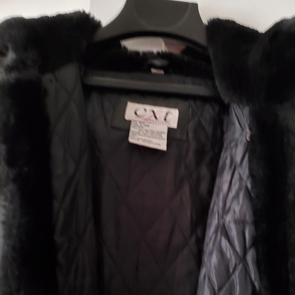 Women’s Black Leather Long Length CXT Classics button down Coat Jacket
